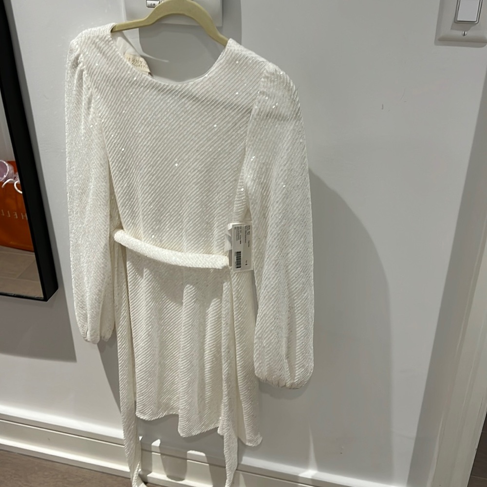 Jenny Yoo White sequined angie dress size 4 never worn